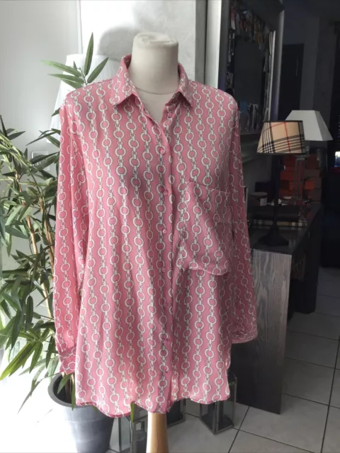 Chemise ZARA taille L rose motif chaîne tres bon état