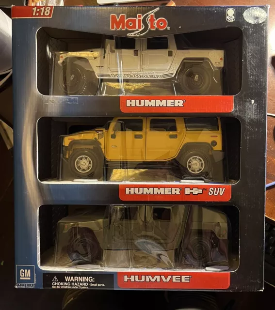 Maisto Hummer 1/18 Die Cast Metal Three Pack! RARE In Package 2002