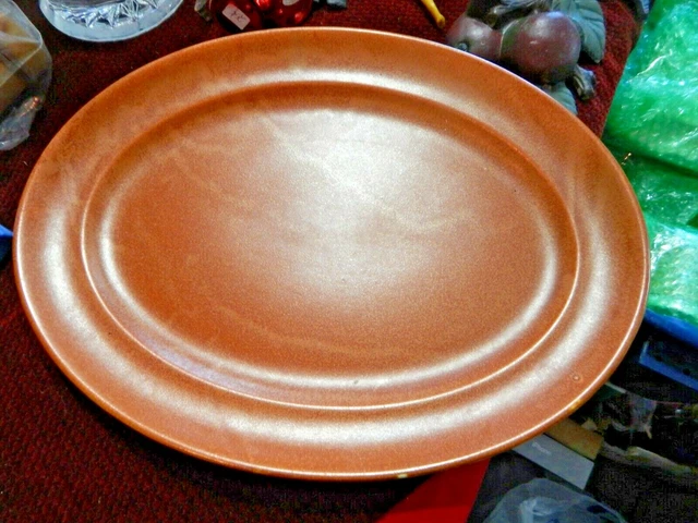 Wells Art Glaze Rust Mottled Homer Laughlin EXtra large Serving Platter 15.75"