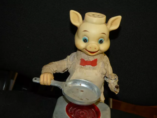 1950's BATTERY OPERATED PIGGY COOK TIN LITHO BURGER CHEF'S BBQ BUDD 3