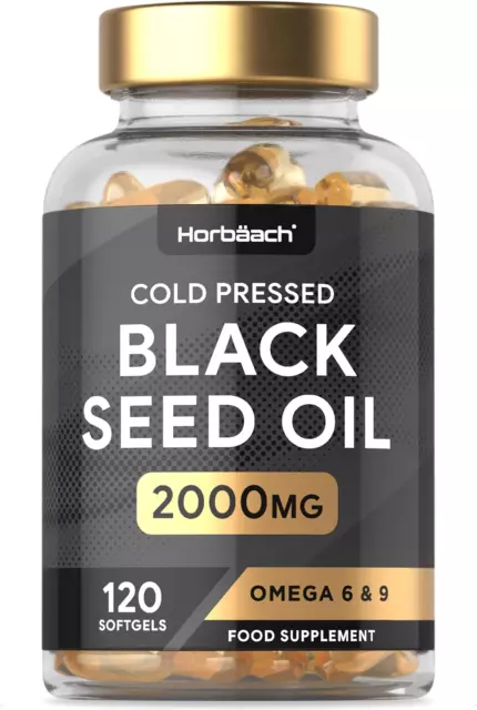 BLACK SEED OIL Capsules 2000Mg | 120 Count | Cold Pressed Nigella ...