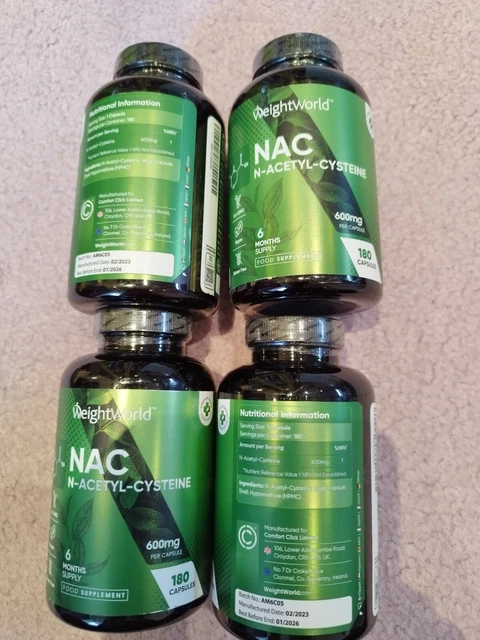 NAC N-ACETYL-CYSTEINE 180 Capsules 600mg Supplement (4 Bottles) £28.00 - View #8