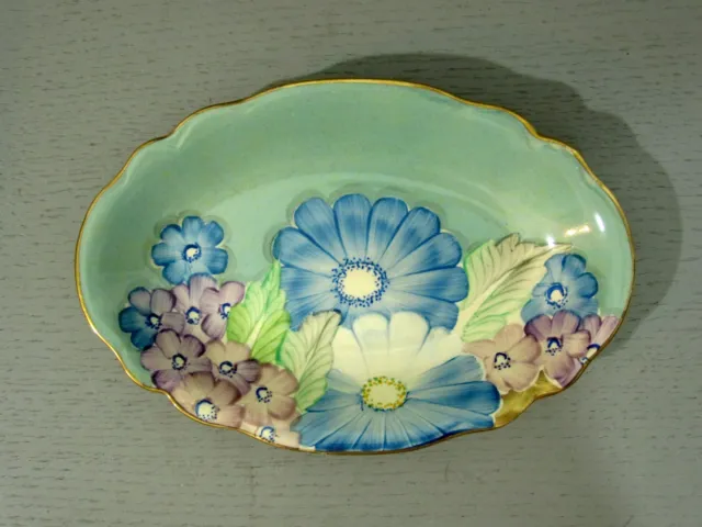 GRAYS POTTERY 1930’s vintage hand painted floral pin dish / Art Deco era flower