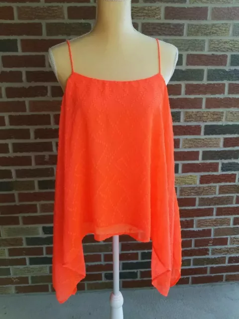 Vince Camuto Spaghetti Strap Tank Bright Orange Beachy Strappy Womens Large