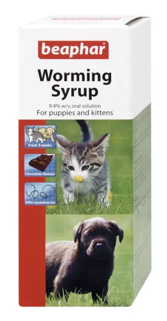 Beaphar para Gusanos Jarabe Cachorros, Gatitos, Perros, Gatos Tratamiento