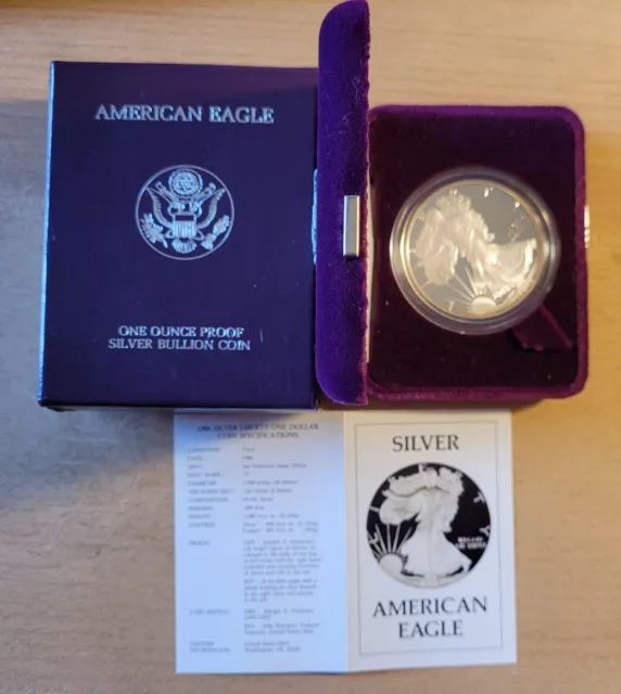 American Eagle PP PROOF 1 Dollar 1986  1 Unze mit Zertifikat und Original-Etui