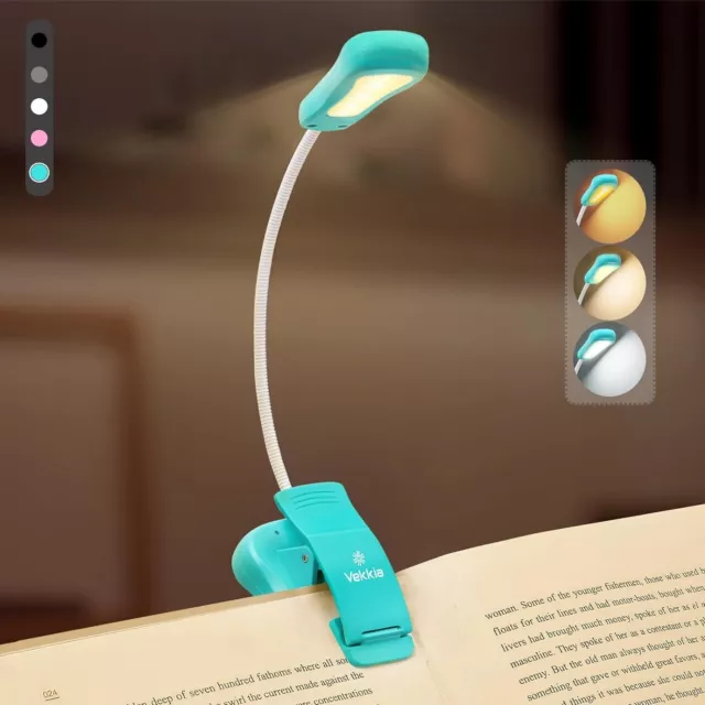 Rechargeable Book Light for Reading in Bed 3 Color 3 Brightness Reading Light