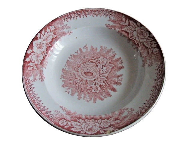 ANCIENNE ASSIETTE CREUSE en faïence Saint Amand HAMAGE décor JARDINIERE