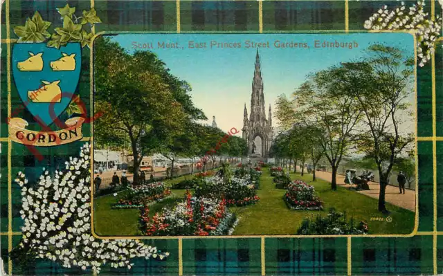 Postcard-:Edinburgh, Scott Monument, East Princes Street Gardens [Valentine's] 2