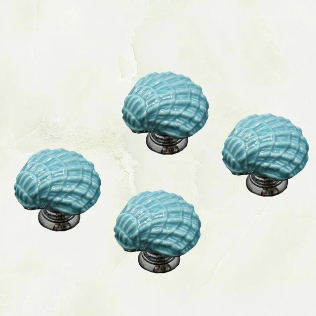 4 Pcs Shell Drawer Handles Dresser Drawer Pulls Vintage Home Decor Alloy 5