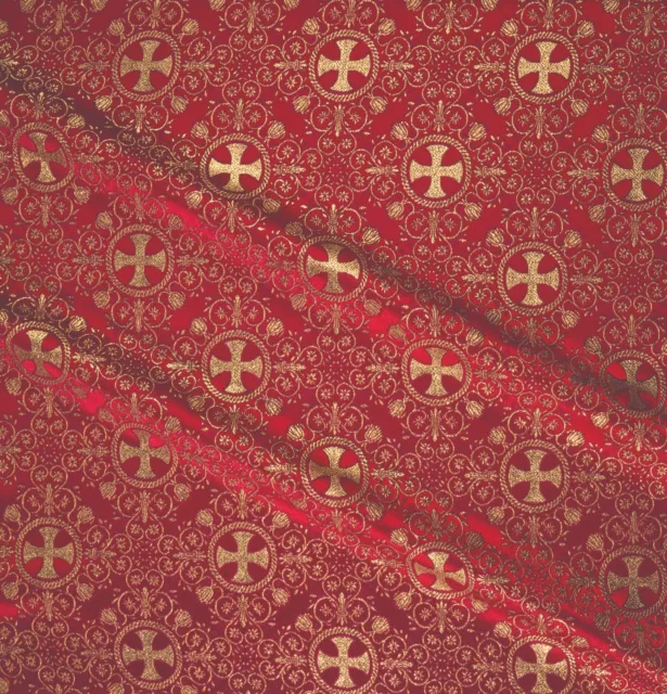GREEK ORTHODOX LITURGICAL Brocade Fabric Vestment Cross Pattern