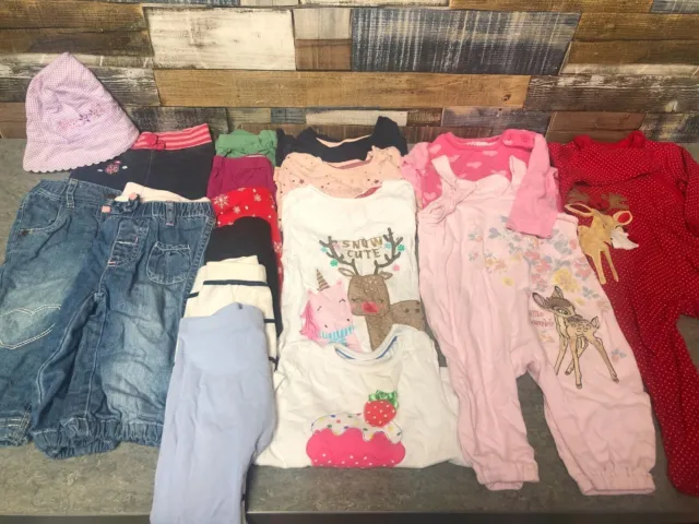 Bundle Of Baby Girls Clothes Age 6-9 Months Dress, Jeans, Leggings, Tops, Hat