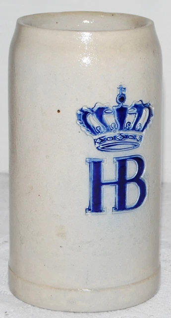 Hofbrauhaus Munchen HB Crown 1 Liter Beer Stein Glazed Stoneware Mug Germany