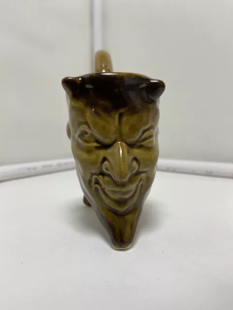 RARE  Soviet  Antique Ashtray,  USSR Ceramic Devil,Smoking Pipes Figurine Satan