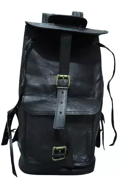 20" Negro Vintage Espacioso Cuero Mochila Bolso Satchel Genuino Portátil Morral