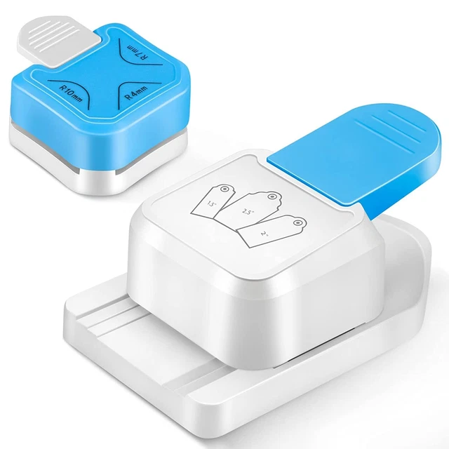 2PCS Tag Punch + Corner Rounder Punch for Paper Crafts, 1.5" 2" 2.5" Tag Punch
