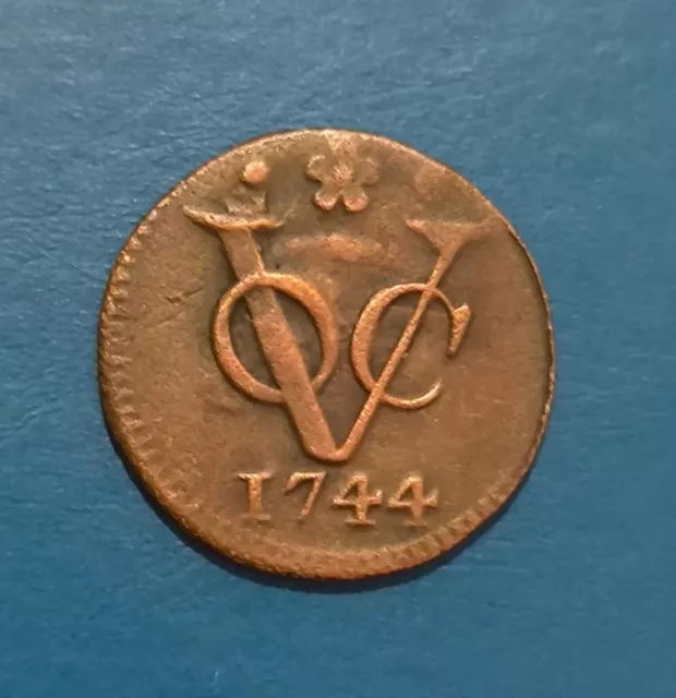 1744 Dutch Netherlands Voc Duit New York Penny Holland Coin_F22