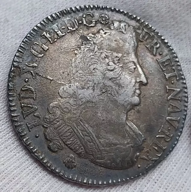 Coin, France, Louis XIV, SILVER, aux palmes, 1/2 Ecu, 1694, Tours, XF Certified 2