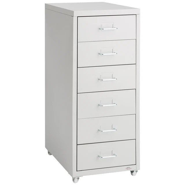 Commode De Bureau 5 Tiroirs Sur Roulettes - Acier Gris Foncé - Dimensions 69x28x41 Cm - Rangement Pratique Pour Fournitures