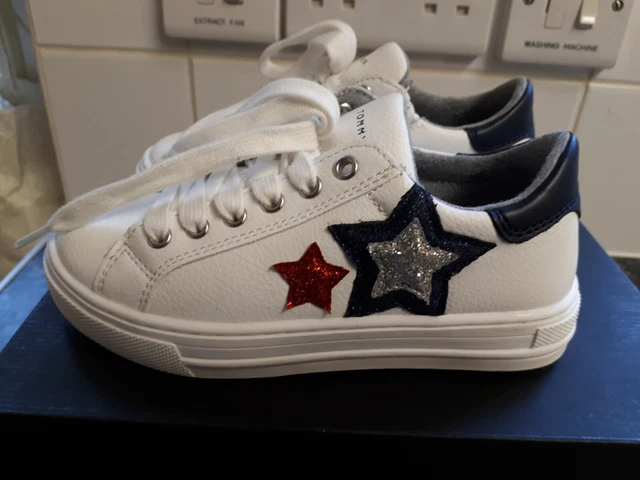 Tommy Hilfiger Girls Boys White Trainers Good Condition UK Infant 10 EU 28 Boxed