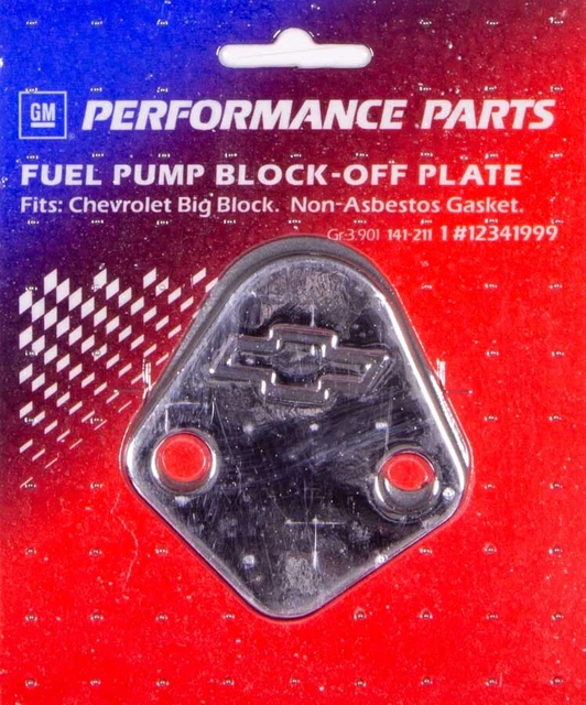 Proform Big Block Chevy Chrome Steel Bowtie Logo Fuel Pump Block-Off P/N 141-211
