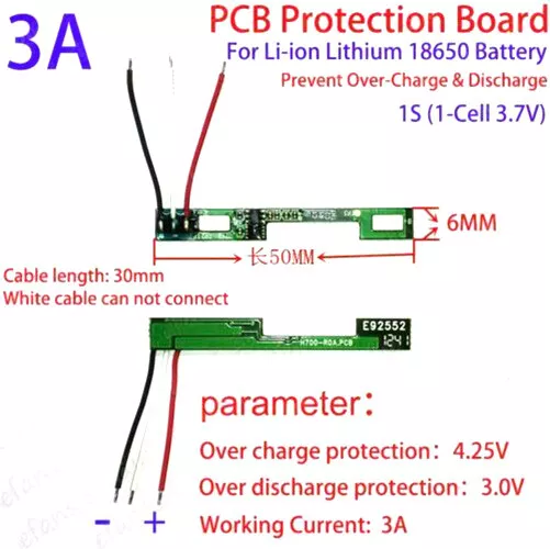 Protection Circuit Board  1S 3A Cell For 3.7V Li-ion lithium Lipo 18650 Battery