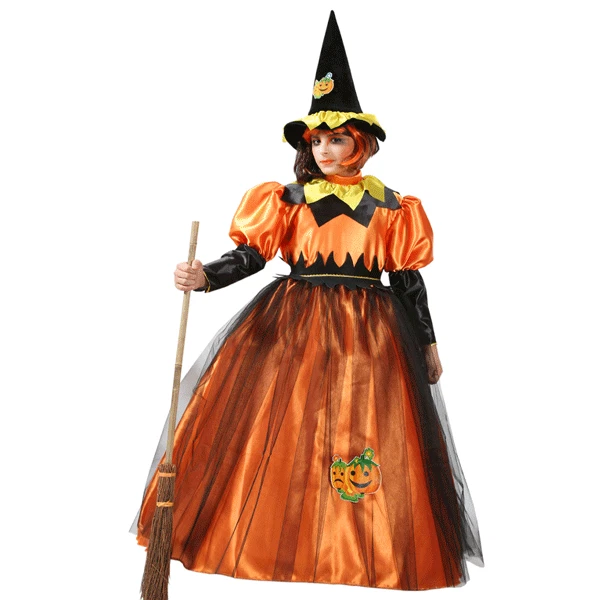 STREGA di HALLOWEEN costume CARNEVALE bambina lungo tg. 6/7 anni PEGASUS