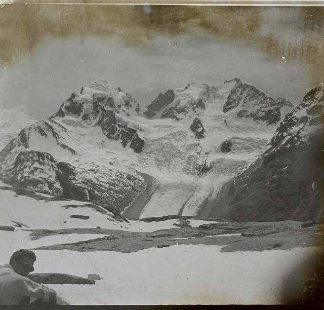 Vue de montagne France ou Suisse Photo Stereo Plaque verre V25L28n10