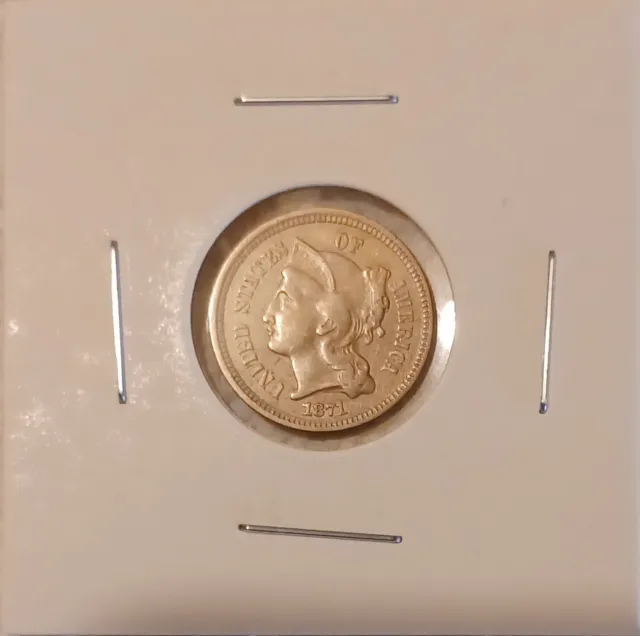 1871 3 Cent Nickel - Nice Looking!