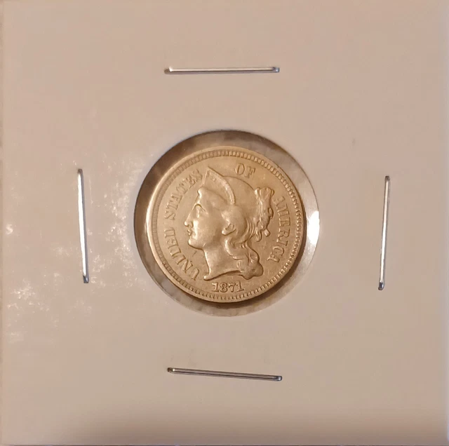 1871 3 Cent Nickel - Nice Looking!