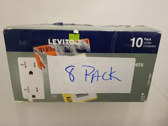 Leviton M02-T5825-WMP 125V Tamper Resistant 8 Pack