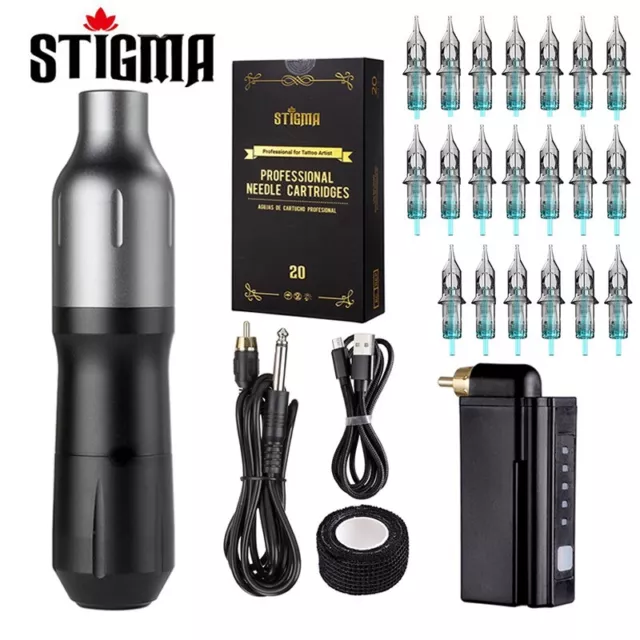 STIGMA Rotary Tattoo Pen Kit Drahtlose Tattoo Maschine Kit 20 Nadeln 1RL/3RL P7