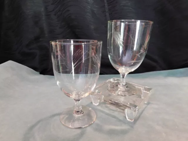 Noritake Sasaki Etched Wheat Brandy Snifter Glasses Set Of 4 Crystal Stemmed