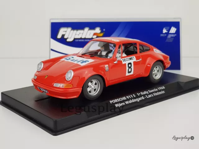 Slot car scalextric flyslot 036108 Porsche 911 S 1º Rallye Suède 1968 " Gulf "