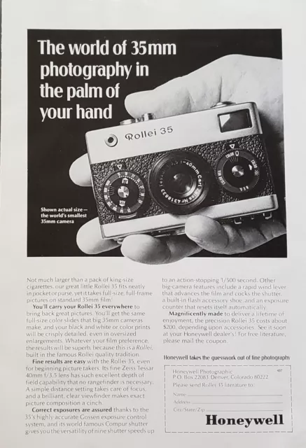 1969 Honeywell Rollei 35mm Camera Carry It Everywhere Vintage Print Ad