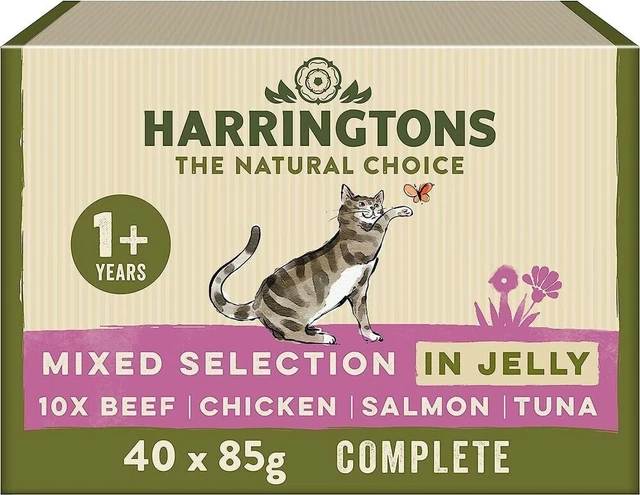 Harringtons Mixed Selection Wet Adult Cat Food Bumper Pack 40 x 85g of Jelly