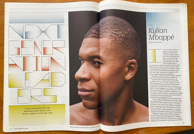 No Label Packing TIME MAGAZINE 2018 Kylian Mbappe France Football PSG Generation Leader ...