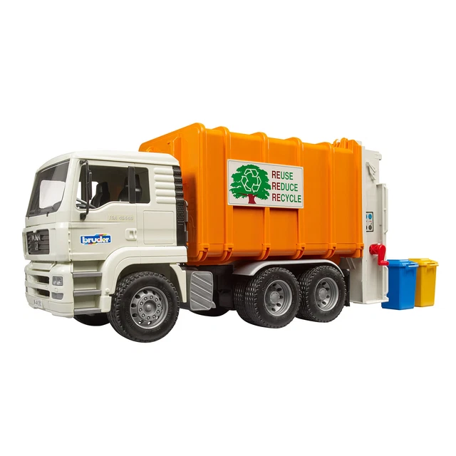 Bruder 03762 – MAN TGS Hecklader Müll-LKW Mit 2 Mülltonnen – 1:16 Spielzeug Für Kleine Müllmänner – Türen öffnen, Heckklappe Aufklappbar Bruder 03762 – MAN TGS Hecklader Müll-LKW Mit 2 Mülltonnen – 1:16 Spielzeug Für Kleine Müllmänner – Türen öffnen, Heckklappe Aufklappbar