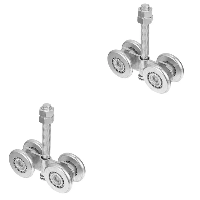 2 Sets Steel Door Pulley Groove Wheel Heavy Duty Rigid Caster