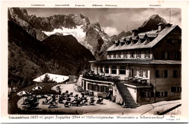 Kreuzeckhaus Resort & Zugspitze Mountain Hollental Glacier Germany 1920s RPPC