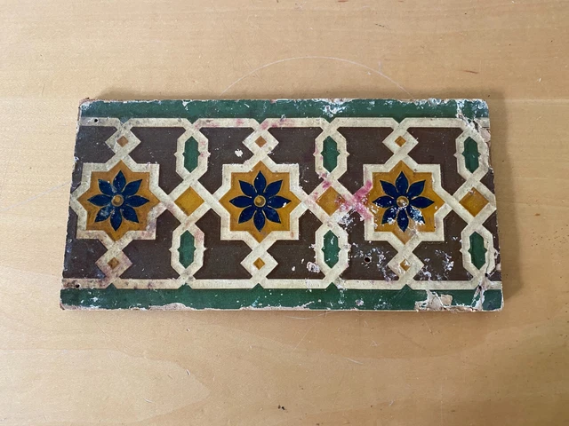 Azulejo antiguo modernista de HERMENEGILDO MIRALLES - Cartón - 20´5 x 10´5 cm