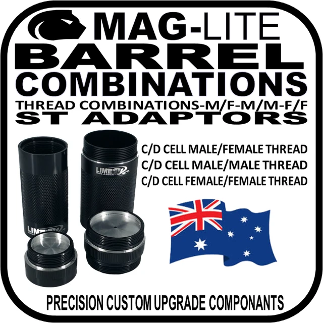MAGLITE BARREL EXTENSIONS St Tube Adaptors Thread Combos C/D Flashlight ...