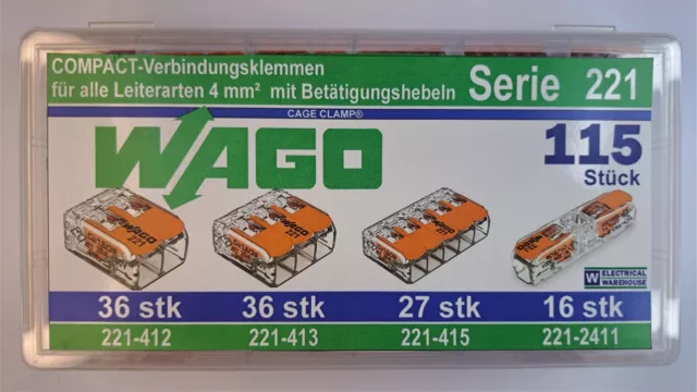 WAGO 221 SERIE Verbindungsklemmen 4 mm² 115 Stück ref. nr 10