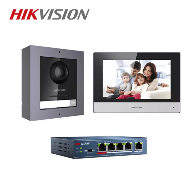 KIT de intercomunicador de video Hikvision DS-KIS602 DS-KH6320-WTE1 DS-KD8003-IME1 superficie