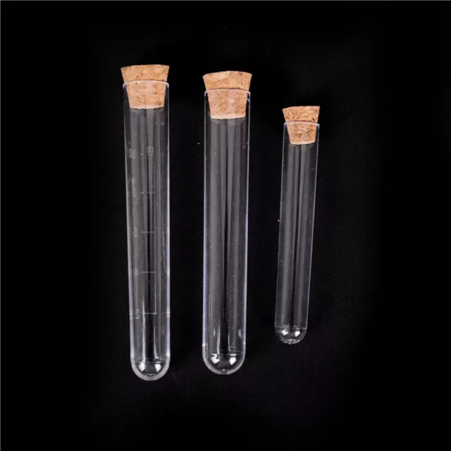 10Pcs Plastic Clear Test Tube With Cork Lab Science Wedding Favour Tub ShYIU ❤HA