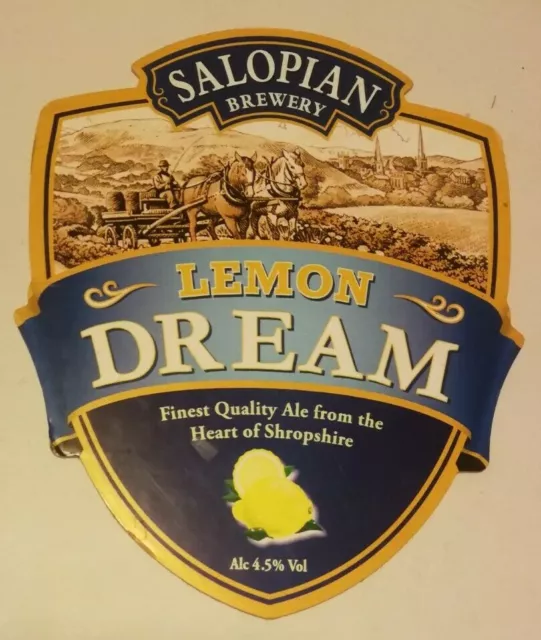 Beer pump clip badge front SALOPIAN brewery LEMON DREAM real ale shropshire