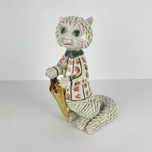Vintage Spaghetti Cat Italy Umbrella Pottery Ceramic Italian Anthropomorphic 11" Vintage Spaghetti Cat Italy Umbrella Pottery Ceramic Italian Anthropomorphic 11"