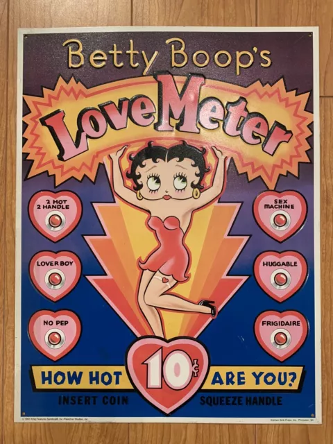 Betty Boop Love Meter Metal Tin Vintage Pop Sign How Hot Are You? 1991 Syndicate