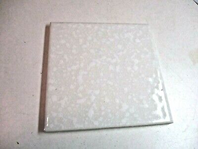 Florida USA FT 4-3/8" Ceramic Gloss Dimpled White Pearl on Beige 1 Wall Tile Vtg