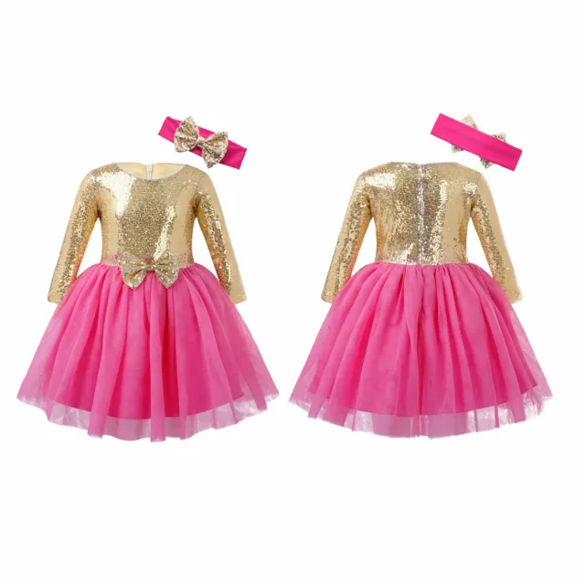 Girls Sequined Dress Baby Flower Kids Party Pageant  Wedding Dresses Princess